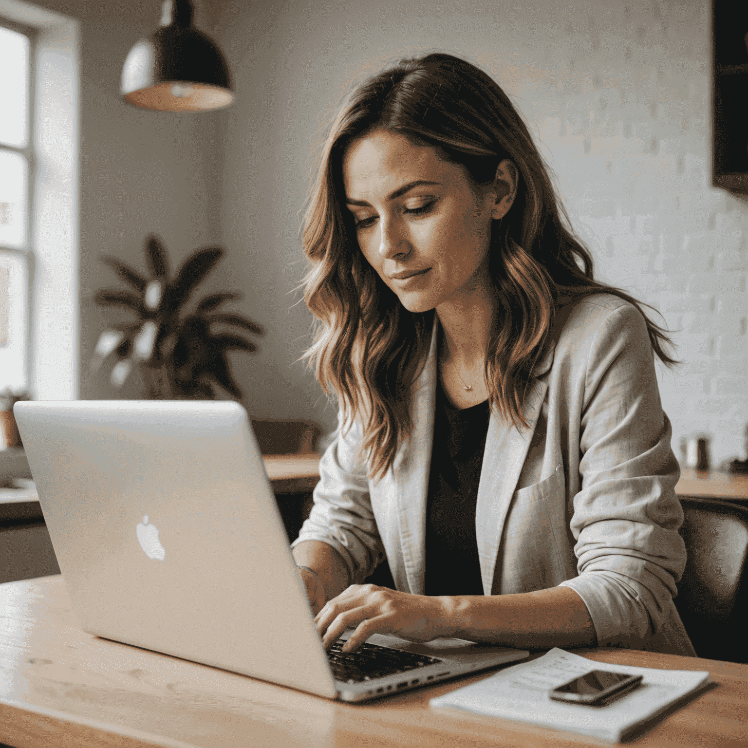 Woman using laptop to send money online